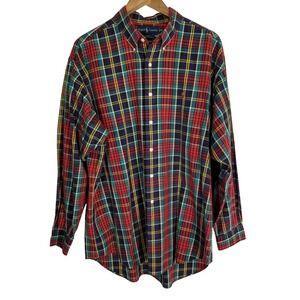 Ralph Lauren Blake Mens XL Plaid Button Down Shirt Red Green Tartan PONY